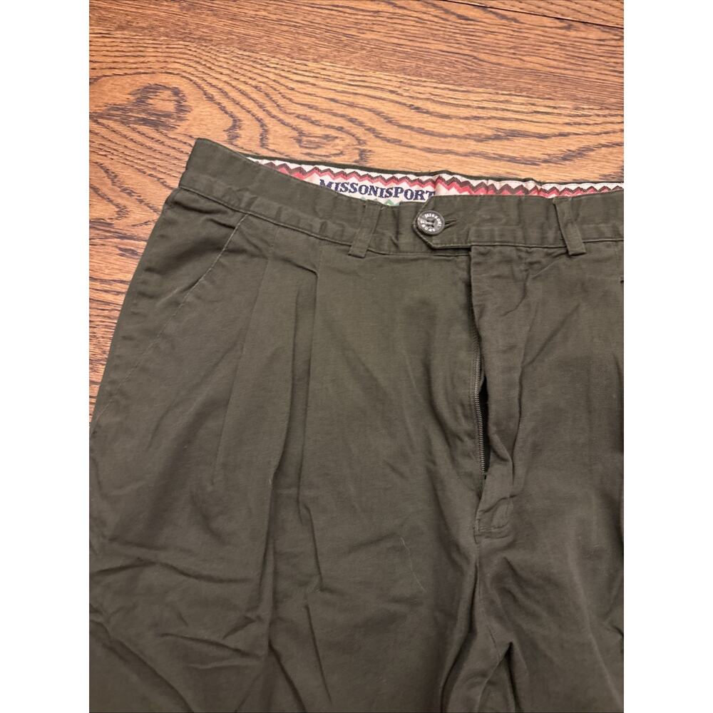 Missoni Sport Womens Pants Vintage Made In Italy Green Pleat Front Size 50 View 5